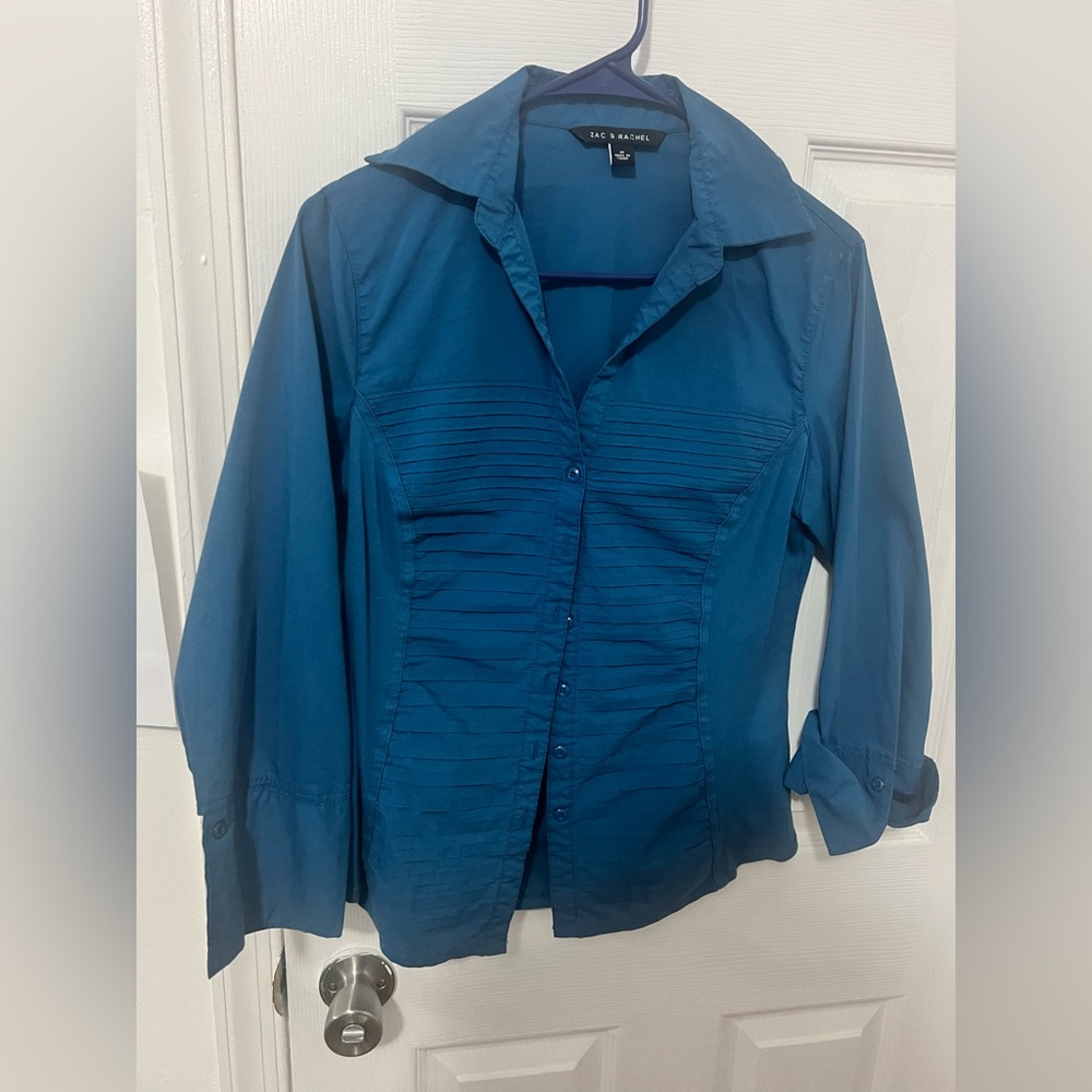 Women's Blue Button-Up Top
